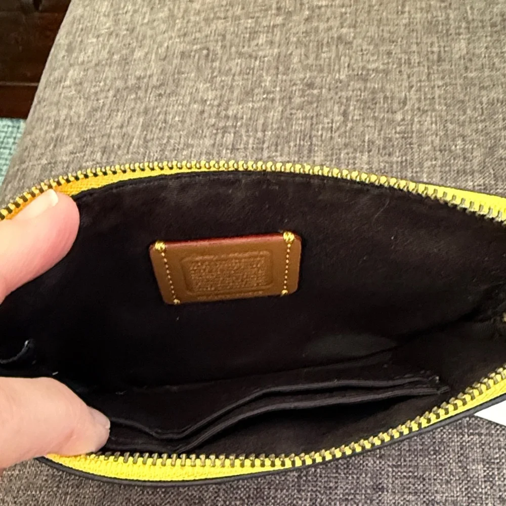 Coach Disney Yellow Mickey Mouse Wristlet.   Brand new with tags!   Rare! - Picture 5 of 7